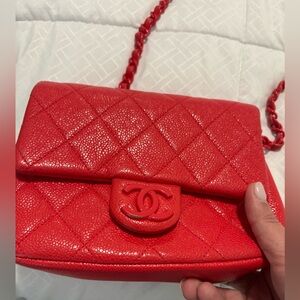 Chanel Mini Caviar Leather Red Crossbody